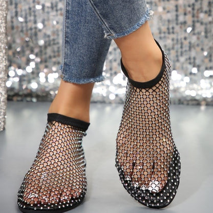 Rhinestone Hollow Flat Sandals  Design